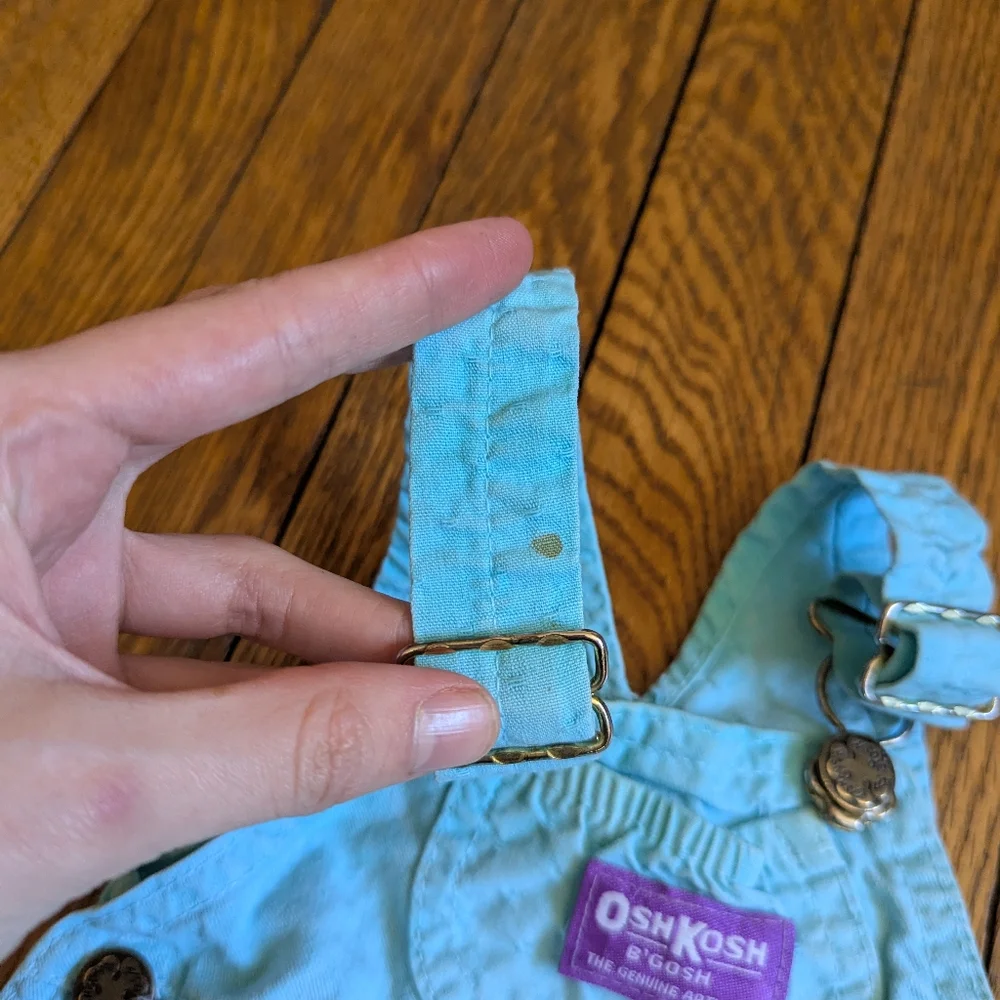 Vintage 90's OshKosh B'gosh Baby 3-6M Vestbak Overalls Blue Patched
